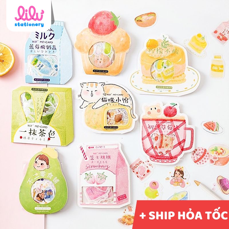 Sticker cute set 40 nhãn dán sổ dán mũ bảo hiểm chai lọ điện thoại laptop trang trí đồ dùng cá nhân HD185-K52