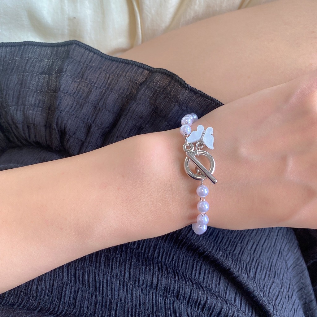 Vòng Tay Hình Bướm Đính Ngọc Trai Đơn Giản Phong Cách Harajuku