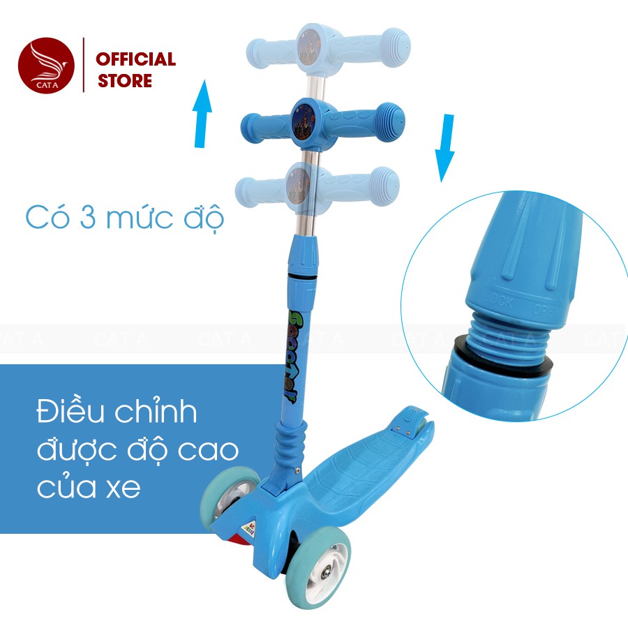 [HÀNG CHÍNH HÃNG] XE SCOOTER JC750 HÀNG XUẤT CAO CẤP -  Bánh xe cao su có đèn phát sáng, gấp gọn, tải trọng cao !