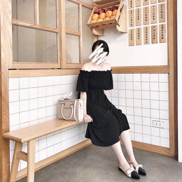ĐẦM RUMA DRESS XẺ TÀ FROM DÀI MÀU ĐEN - ĐẦM XOÈ NHẸ PHẦN TRÊN NHÚN BO CHUN ( kèm ảnh thật ) | BigBuy360 - bigbuy360.vn