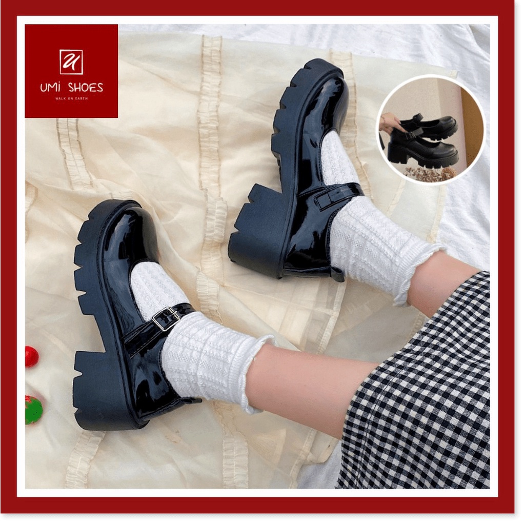 🆘 Giày Mary jane nâng độn đế cao 5cm da bóng/ da lì cá tính năng động trẻ trung đơn giản quai cài đẹp mới đẹp ☆╮𝕂ℍ𝕆 �