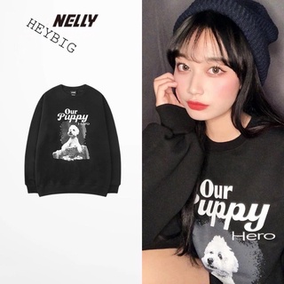 [sẵn] Áo sweater nelly 1366 chất nỉ bông form rộng dành cho nam và nữ our puppy