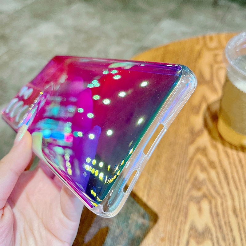 Sang Trọng Ốp Điện Thoại Mềm Trong Suốt Màu Cầu Vồng laser Cho samsung galaxy a52 a72 a32 5g s21 ultra s20 s20 fe note 20 a51 a71