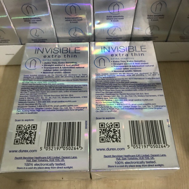 Combo 4 Hộp Bao Cao Su Durex INVISIBLE SIÊU SIÊU MỎNG 40 Cái