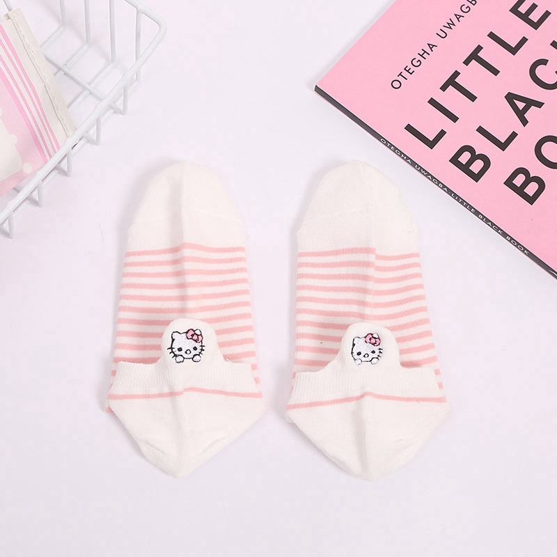 Vớ Cotton Thêu Hình Hello Kitty Đáng Yêu Cho Nữ