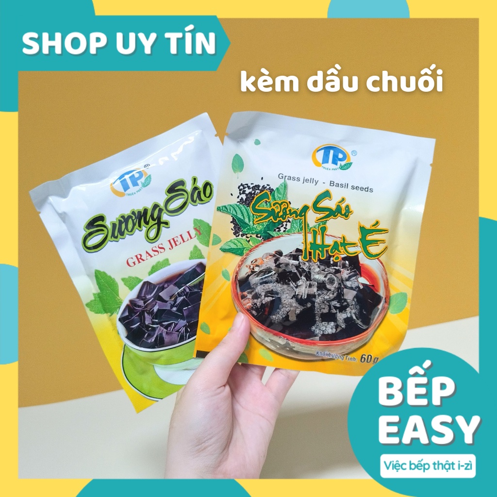 Bột Sương Sáo , Pudding , Thạch Đen Hạt É thương hiệu Thuận Phát 50g tặng kèm dầu chuối