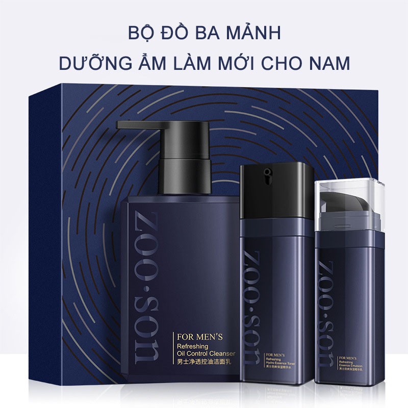 Bộ sản phẩm chăm sóc da dành cho nam: Sữa rửa mặt + Sữa dưỡng ẩm + Tinh chất dưỡng ẩm giúp kiểm soát dầu,dưỡng ẩm-ZX-T3