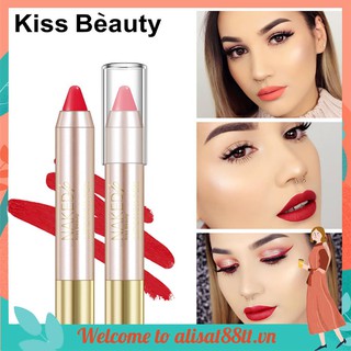 Son bút chì lì lâu trôi và không bết dính KISS BEAUTY 12 màu tùy chọn