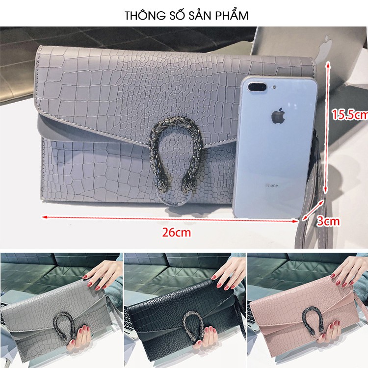 [ SALE HOT] Clutch Nữ cầm Tay Dự Tiệc Vân Khóa Rồng Hottrend NEDA8411