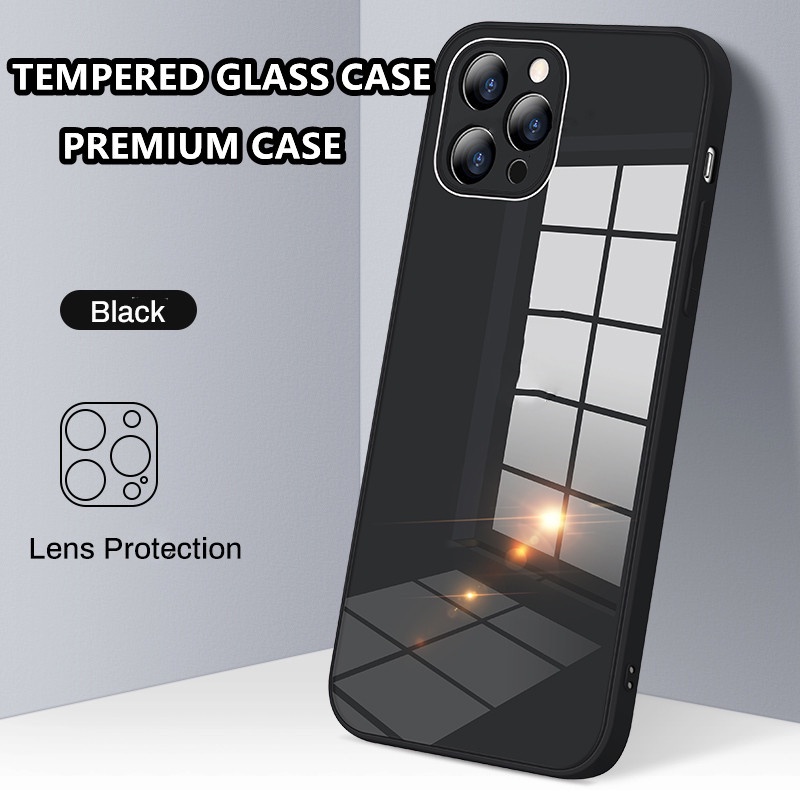 Ốp Điện Thoại Kính Cường Lực Màu Trơn Chống Sốc Cho iphone13/12 Pro 11 xs max xr x/xs 7 8 plus