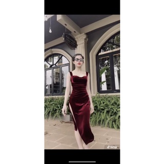 ĐẦM BODY NHUNG XẺ 2 DÂY