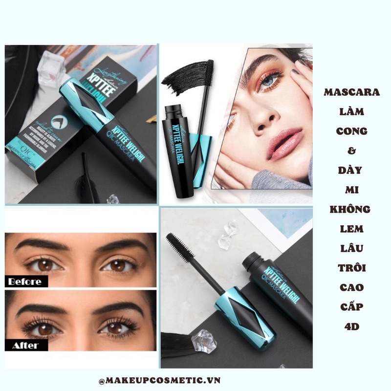 Mascara Làm Cong &amp; Dày Mi Không Lem, Lâu Trôi Cao Cấp 4D Rich Mascara Thick Long