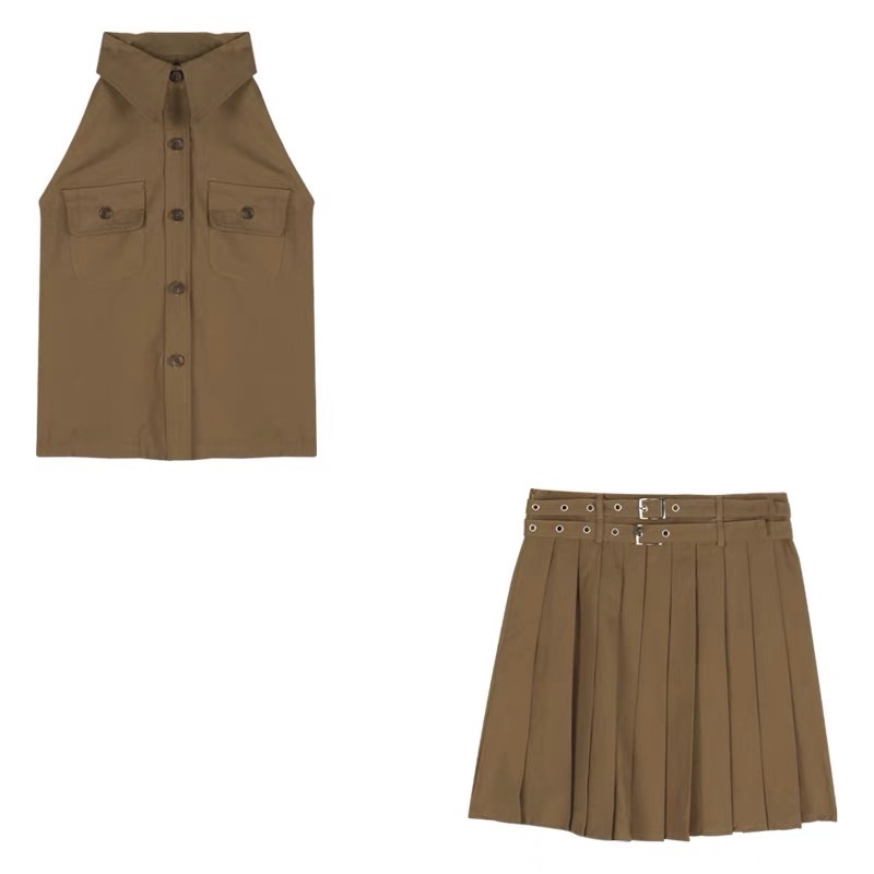 SET ÁO SƠ MI KÈM CHÂN VÁY XOÈ RETRO PHONG CÁCH PHÁP