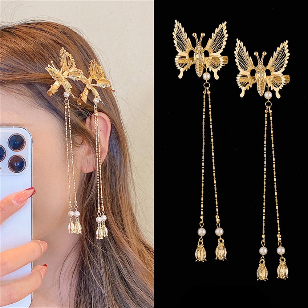 Kẹp Tóc Hình Chuồn Chuồn Phối Tua Rua Thời Trang Cho Nữ