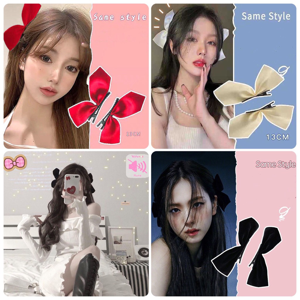 KẸP TÓC NƠ phong cách Hàn Quốc - Nơ kẹp tóc Jisoo - Các màu ĐỎ , ĐEN, TRẮNG siêu xinh