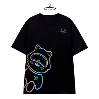 Áo thun Unisex WB BearHockey Áo thun nam nữ tay lỡ form rộng oversize trắng đen