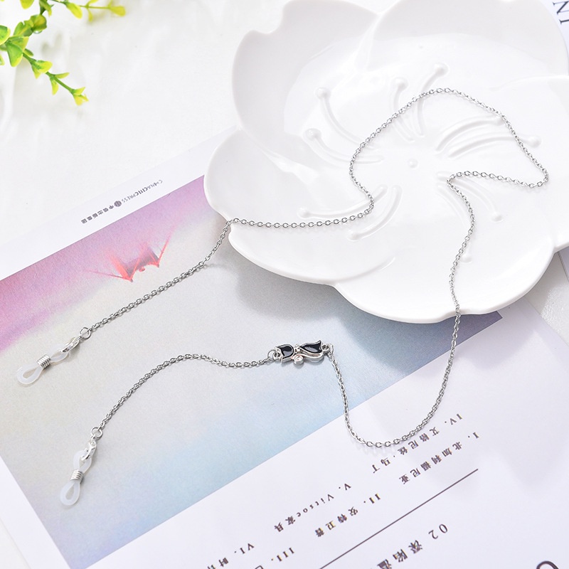 Korean fashion foreign trade cat mask anti-slip metal simple neck chain hanging mask chain