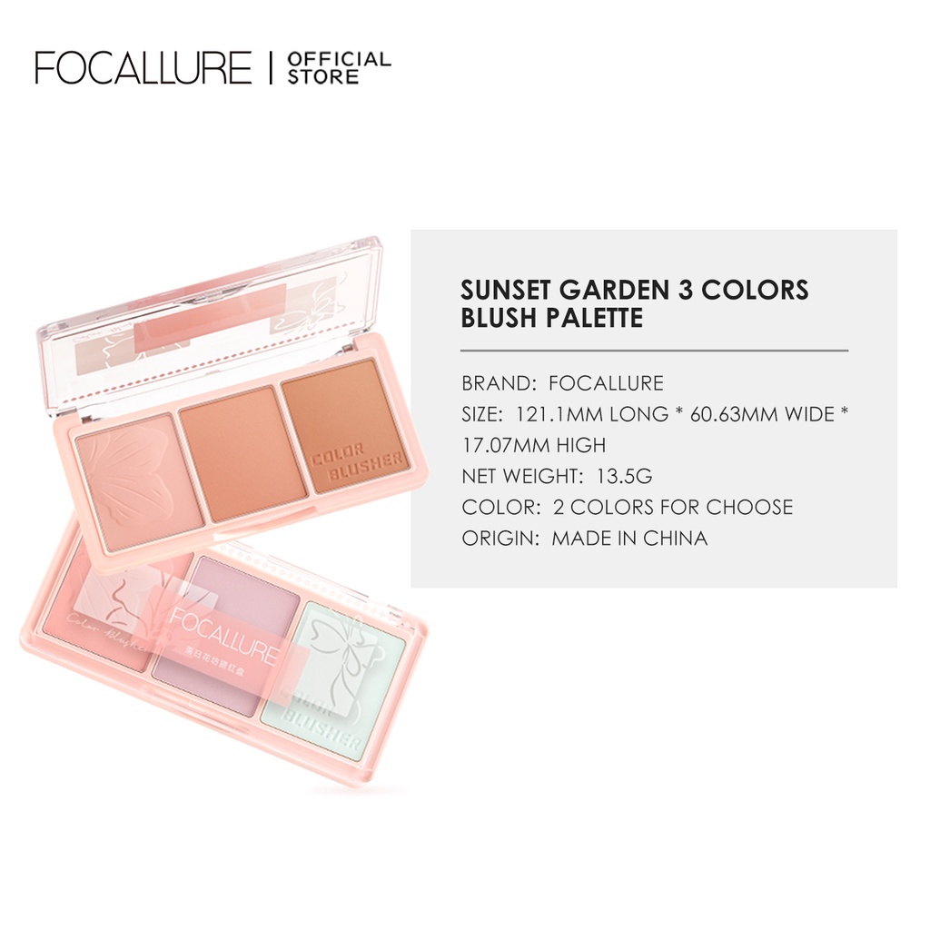 Bảng Phấn Má Hồng FOCALLURE 3 Màu Sắc Tố Cao Lâu Trôi Trọng Lượng Nhẹ