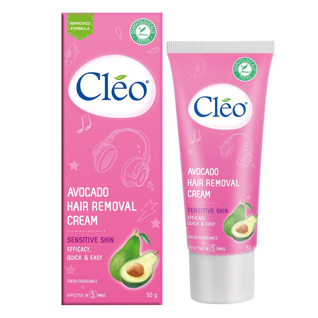 Kem tẩy lông Cleo Avocado Hair Removal Cream Sensitive Skin 50g - Dành cho da nhạy cảm