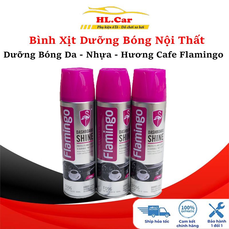 Bình Xịt Bóng Xe, Bình Xịt Dưỡng Bóng Nội Thất, Đồ Da Ô Tô Vị Cafe - Chai Xịt Bóng Xe Flamingo 500ml