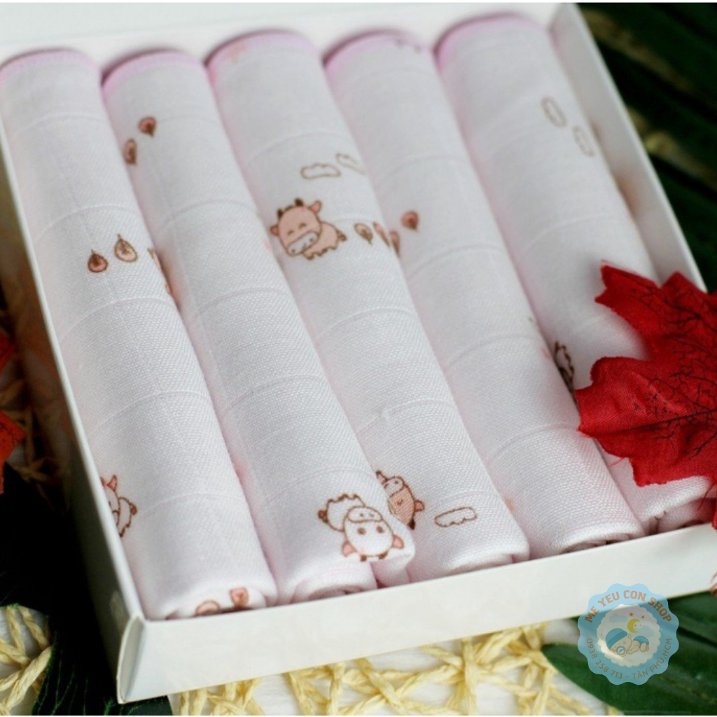 [1 cái] Khăn sữa sợi tre 4 lớp cao cấp cho bé - Hiệu Cún Con (katydang)