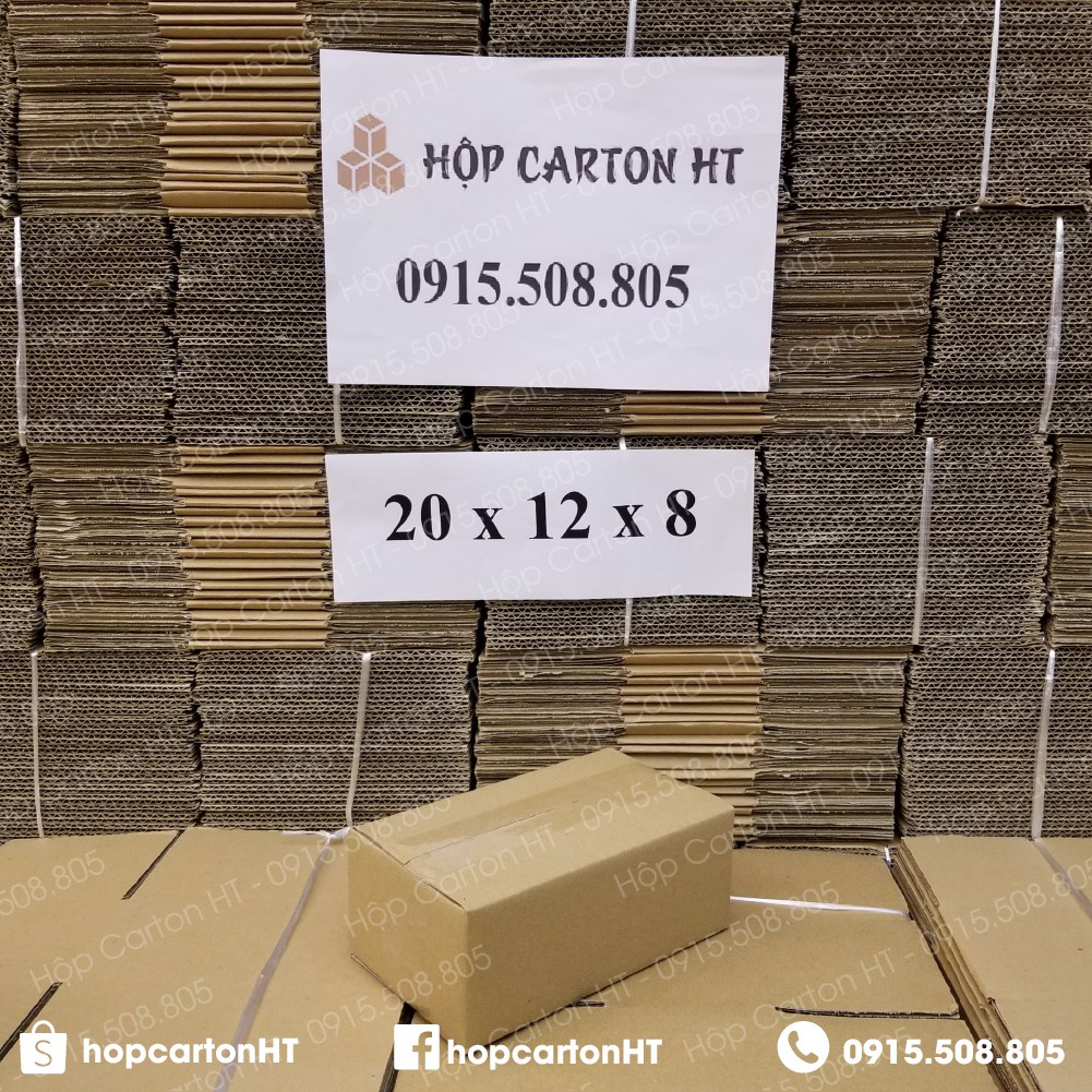 Combo 100 hộp carton đóng hàng 20x12x8 đựng đồ gia dụng, phụ kiện, mỹ phẩm tiện lợi giá gốc tận xưởng - Hộp Carton HT