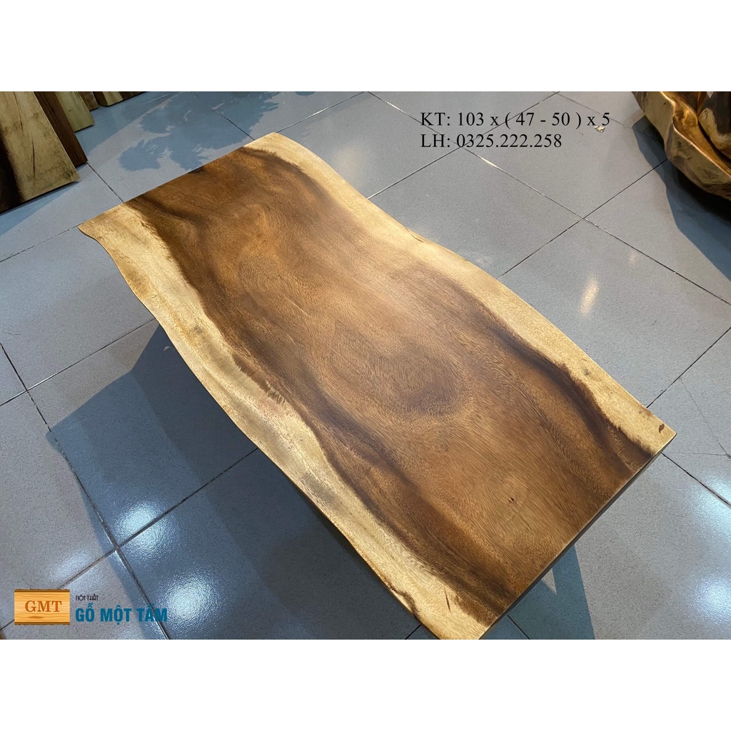Mặt Bàn Phòng Khách Hiện Đại, Bàn Ngồi Bệt Gỗ Me Tây, Bàn Trà Gỗ Me Tây, Bàn Sofa Gỗ Dài 1,03m Rộng 50cm Dày 5cm