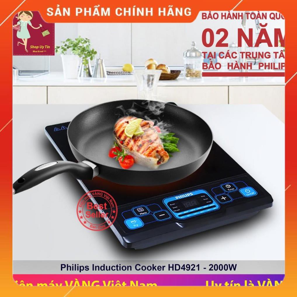 Bếp từ Philips HD4921 - Bếp từ đơn màu đen, 27x34x6 cm, 2.79 kg, 2000W