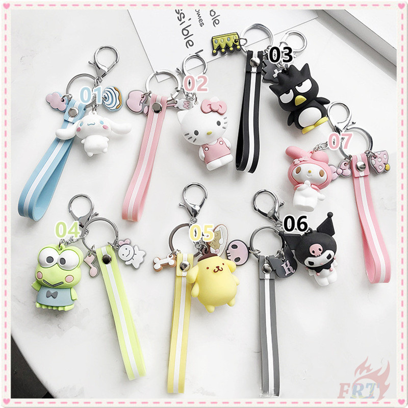 ✪ Melody / Kuromi / Hello Kitty / Keroppi / Cinnamoroll / Pom Pom Purin / BADTZ-MARU - Sanrio Cartoon Character Keychains Series 01 ✪ 1Pc Silicone KeyRing Pendant Bag Accessories Gifts（7 Styles）