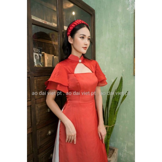 🥰 Áo dài  cách tân 4 tà cổ  đẹp tay kép cách điệu nhẹ nhàng.  Hàng thiết kế cáo cấp.