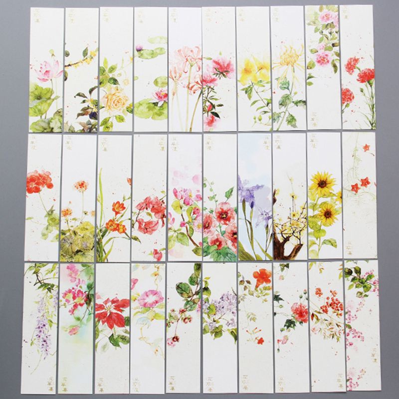 Set 30 Thẻ Đánh Dấu Trang Sách Bằng Giấy Họa Tiết Vẽ Kiểu Trung Hoa Cổ Điển Sáng Tạo