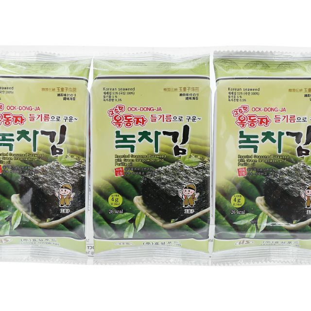 3 GÓI RONG BIỂN OCK DONG JA VỊ TRÀ XANH 4,5g vttsp mới12