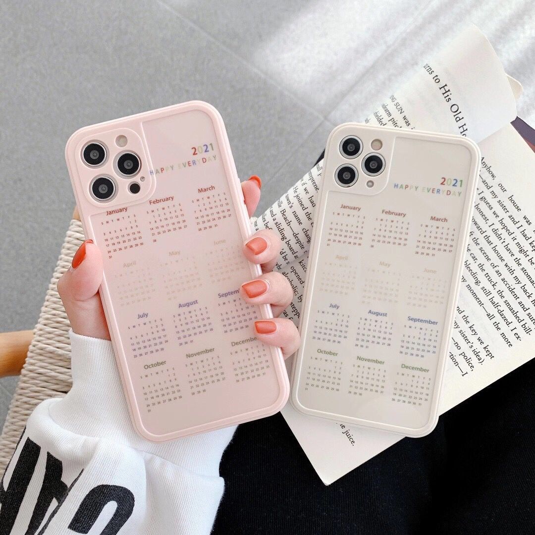 Ốp điện thoại TPU mềm in hình lịch 2021 3D bảo vệ camera cho iPhone 12pro max/mini 11Pro Max X XS Max XR SE 2020 7 8 + | BigBuy360 - bigbuy360.vn