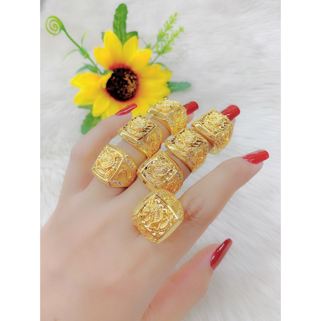 Nhẫn Nam Chạm Rồng Vàng Siêu Đẹp - Mang đi chơi đẹp - Phối đồ dễ dàng - Bao đổi trả nếu sai hàng trong 07 ngày