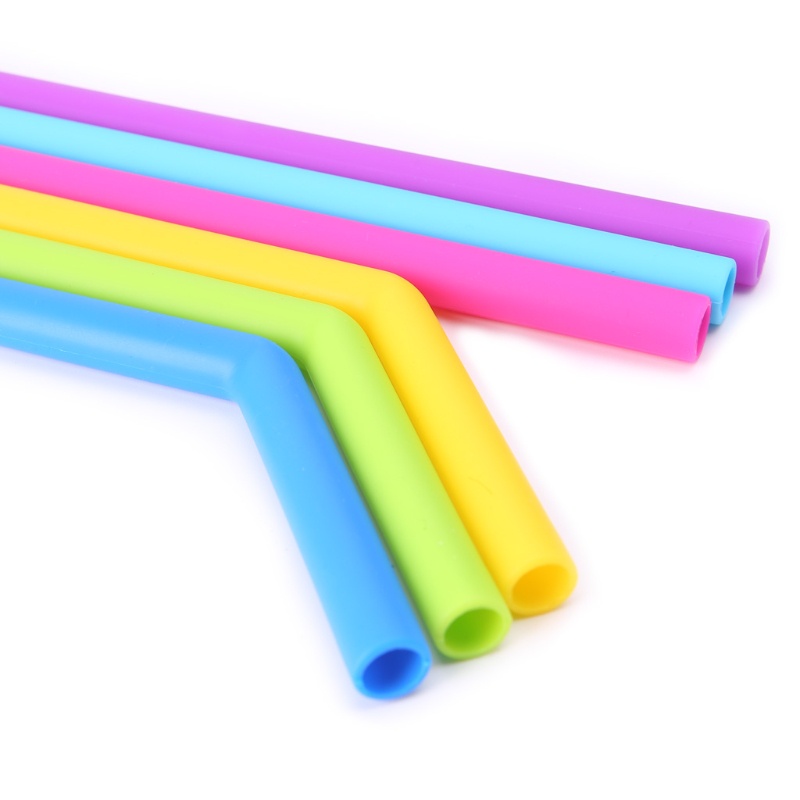 Ống Hút Silicon Thẳng Góc Thực Phẩm Tái Sử Dụng Được Kèm Cọ Vệ Sinh Mới