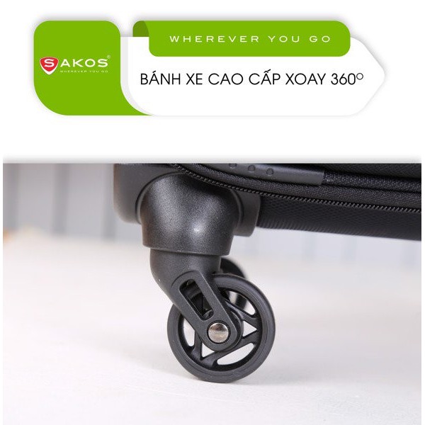 Vali Kéo Vải Du Lịch SAKOS  ELITE 6 - Size M (26inch)/ Ký Gửi (Trung) - Khóa TSA - Chống Thấm, Trượt Nước