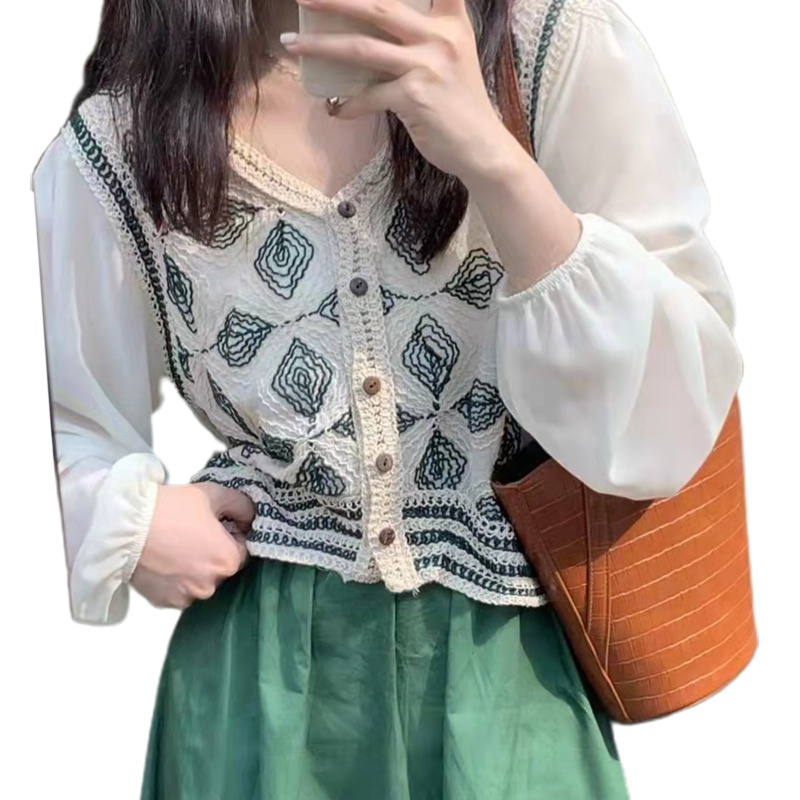 Áo Sơ Mi Chiffon Tay Dài Dáng Rộng Cổ Chữ V Phối Nút Thời Trang Cho Nữ