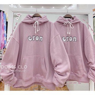 Áo Khoác Hoodie Nỉ In Chữ ERON Form Rộng 2 Màu Hồng Xanh Siêu Xinh