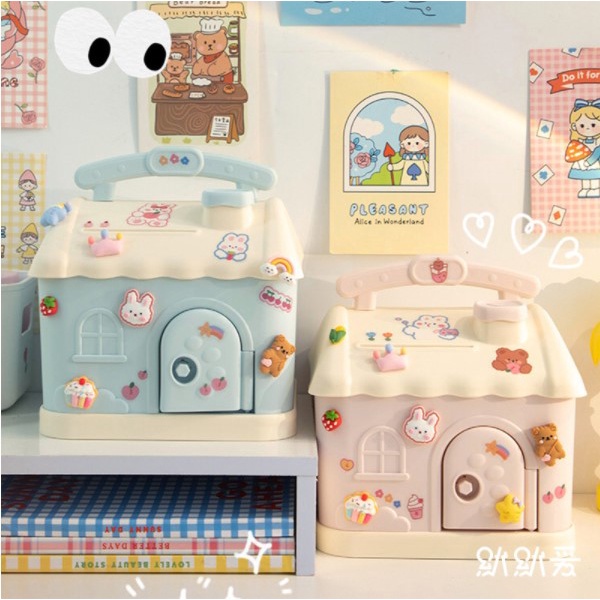 Hộp Đựng Tiền Tiết Kiệm Có Khóa Di Động Để Bàn Trang Trí Cho Trẻ Em