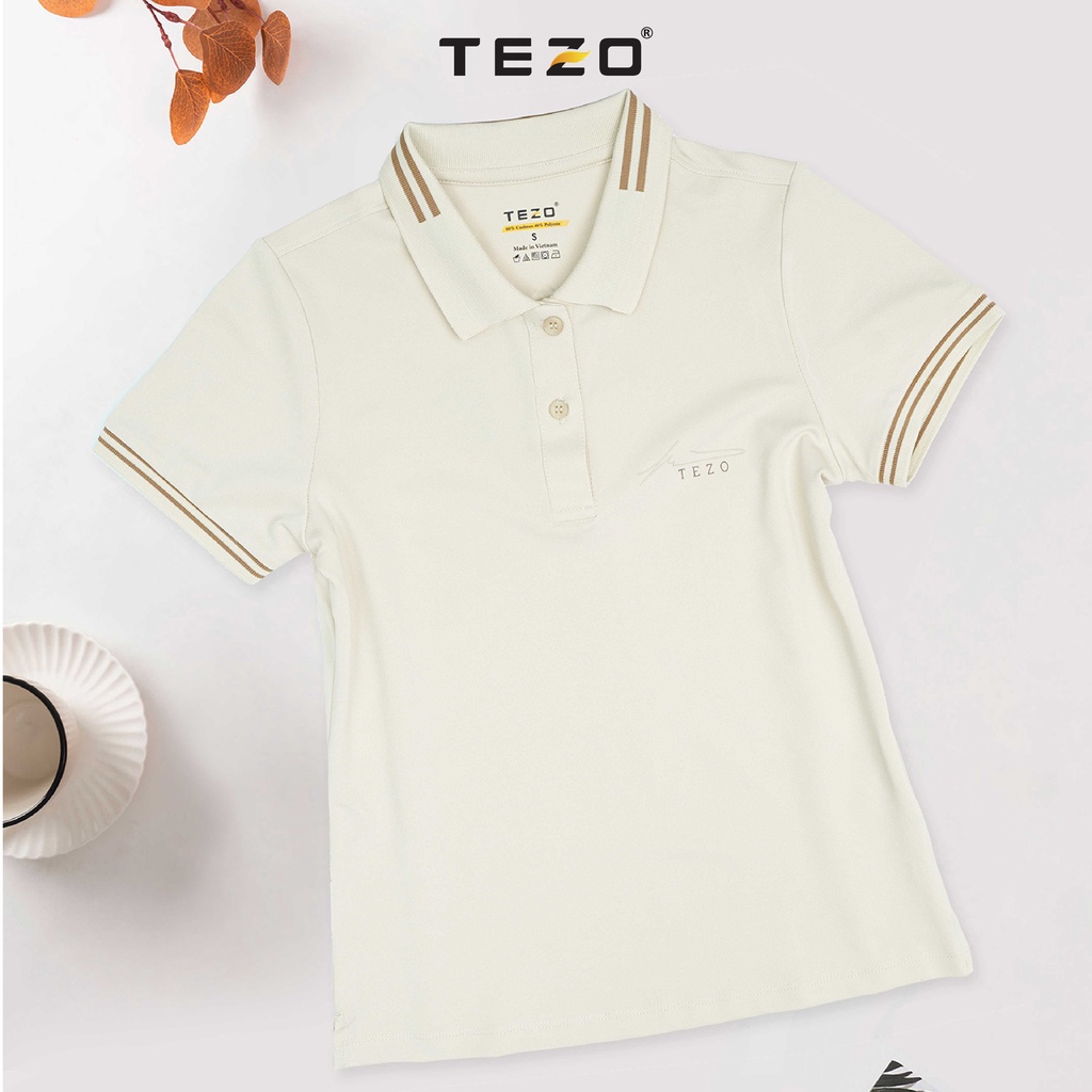 Áo polo nữ bo thiết kế in ngực TEZO trẻ trung năng động 2202APDT16