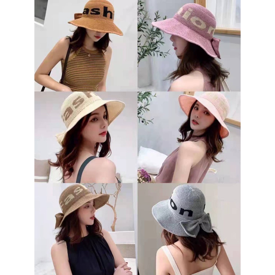Mũ Rộng Vành Đi Biển Thời Trang - Nón Rộng Vành Đính Nơ Siêu Hot 2022 (M5)