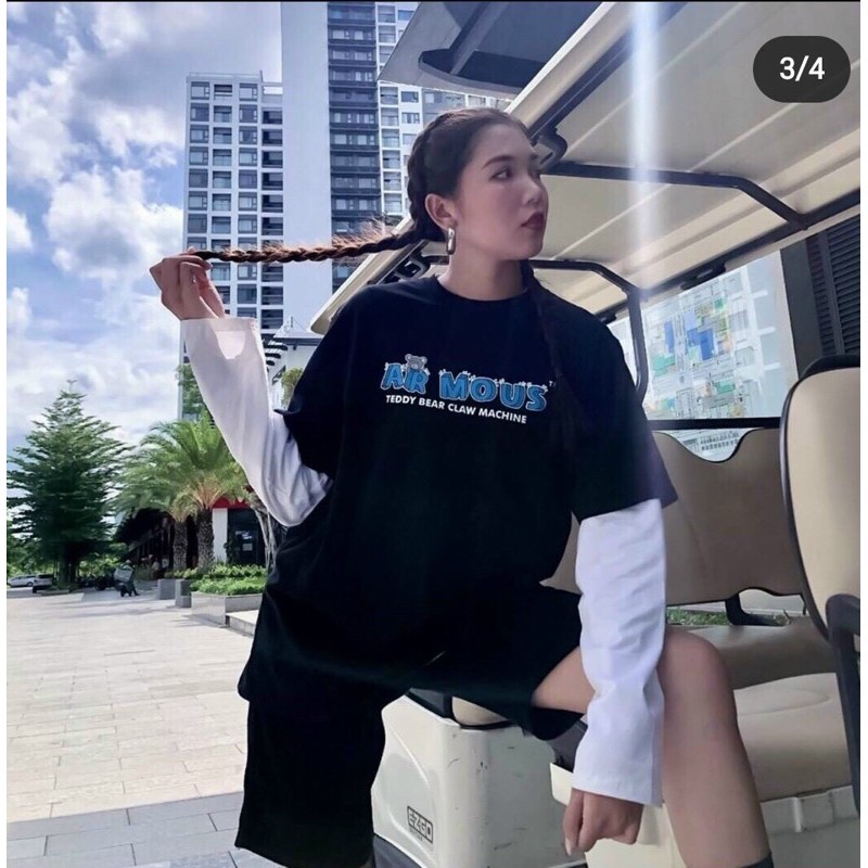 [Mã SKAMA06 giảm 8% tối đa 50K đơn 250K] [Rẻ Vô Địch] Áo cotton tay lỡ Unisex -- Máy Cắp Gấu Bông AR MOUS | BigBuy360 - bigbuy360.vn