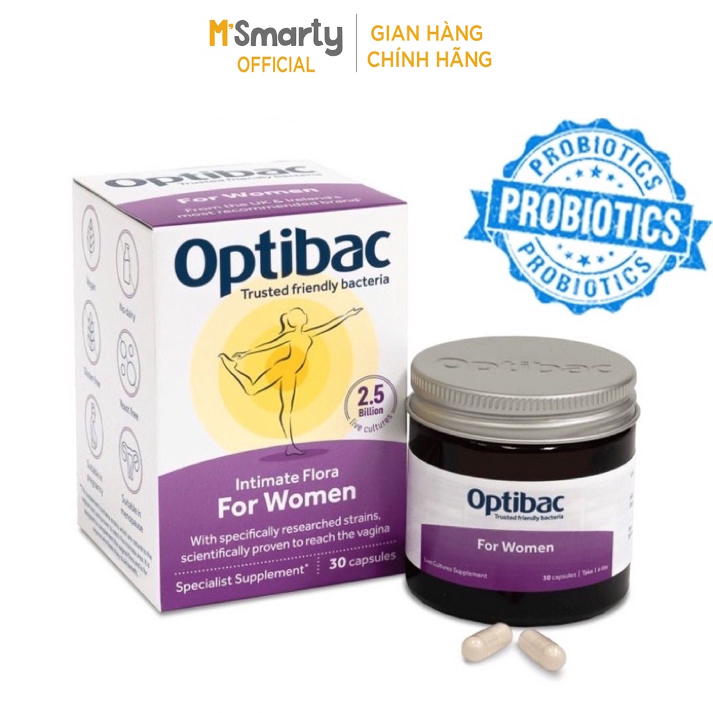 [M'SMARTY] - Men Vi Sinh Optibac Tím Probiotics For Women, UK (30 viên, 90 viên)