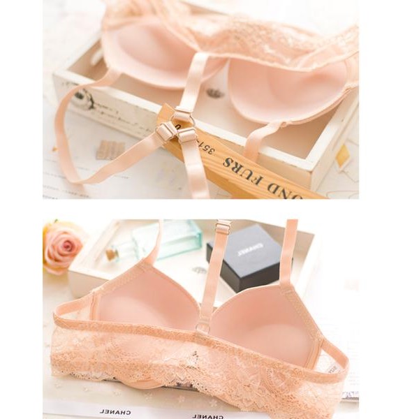 Bộ Đồ Lót Nữ Ren Khóa Cài Trước ( Màu Da)