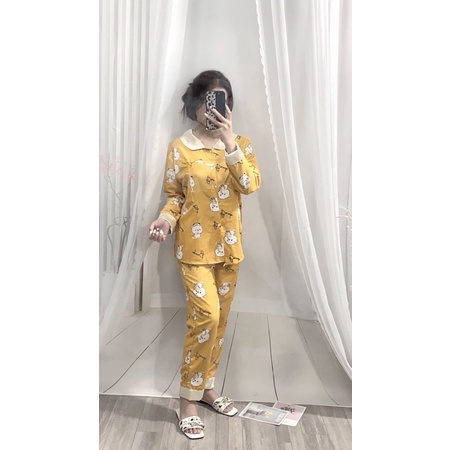 Bộ Bầu pijam hình siêu đẹp ♦️cổ sen quần có chun chỉnh bụng ,mặc được cả sau sinh ♥️❤️freesize 45-68kg