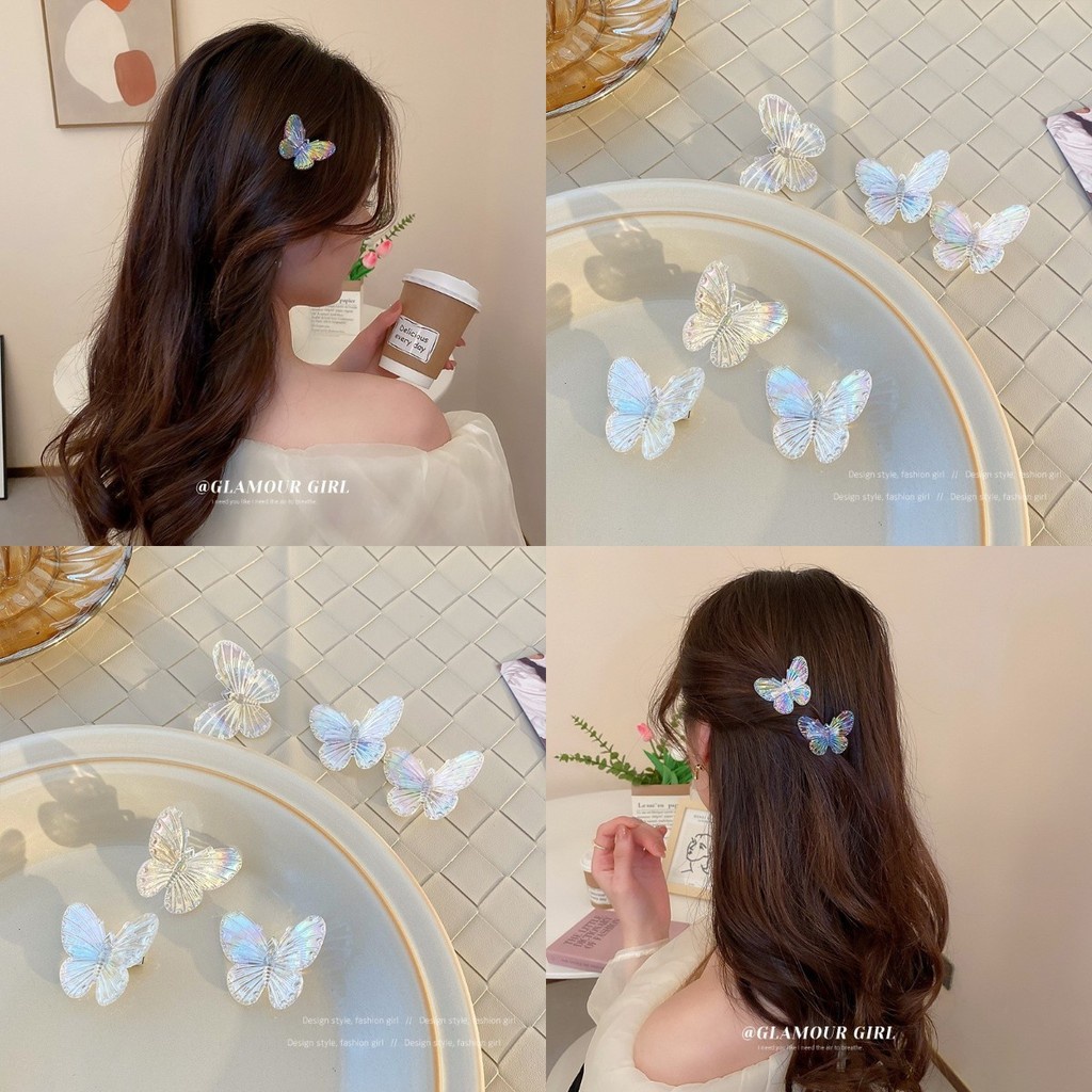 (COD) Kẹp Tóc Mái Bướm Trong Suốt