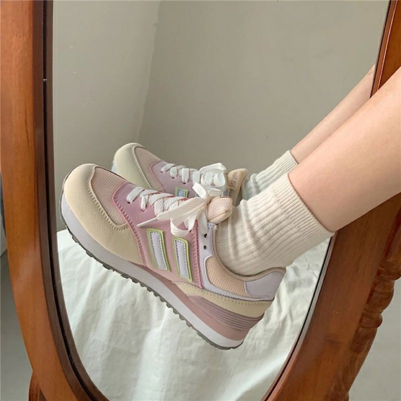 6:30PM Order Mã 028 Giày sneaker ulzzang dáng newbalance phối màu hồng kem pastel cute