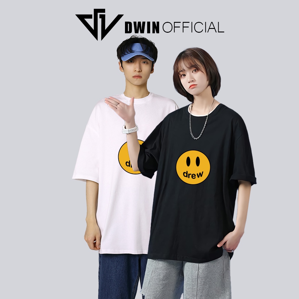 Áo thun unisex drew thời trang DWin basic tee phông trơn nam nữ tay lỡ oversize form rộng