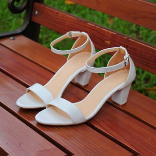 ❤FREESHIP❤ Giày cao gót quai ngang màu trắng big size 40 41 42 43 44