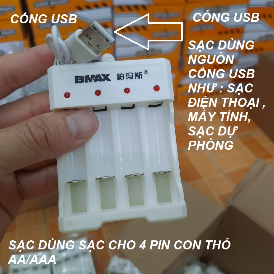 Sạc pin AA/AAA 1.2v Bmax B04 dùng sạc pin xe mô hình